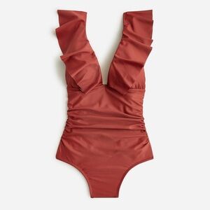 J.Crew Ruched Ruffle Swimsuit